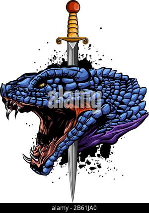 Snake and knife. Old school tattoo. Vector Tattoo Art Snake and Knfe Stock Vector