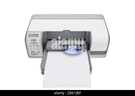 Printer with the ability to print on CDs. For offices. Stock Photo