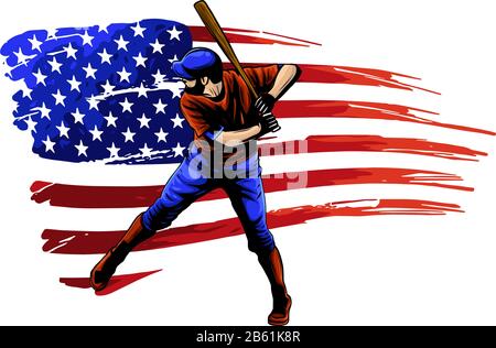 Powerful Baseball Hitter Left handed vector illustration Stock Vector