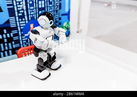 Smart Humanoid Robot dancing, high technology and future science concept Stock Photo