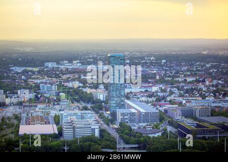 Aerial panorama of modern Munich city Stock Photo