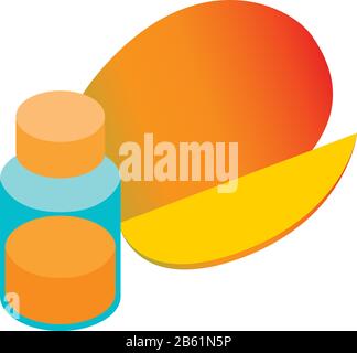Mango juice icon, isometric style Stock Vector