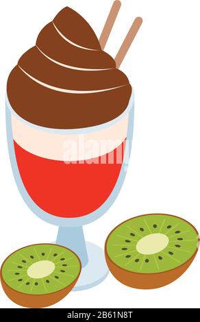 Multicolored dessert icon, isometric style Stock Vector