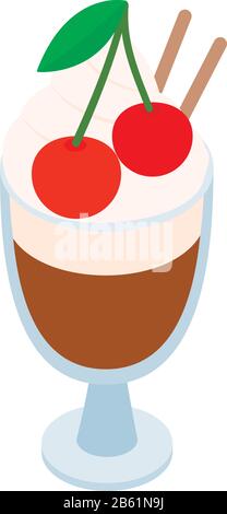 Chocolate cocktail icon, isometric style Stock Vector