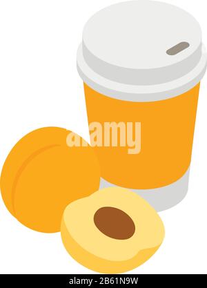 Apricot juice icon, isometric style Stock Vector