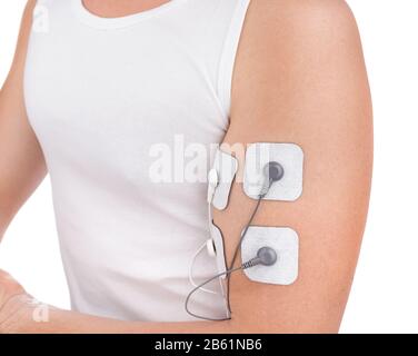 Muscle Stimulator with Electrodes, BacBack and Shoulder Massage with a Muscle  Stimulator with Attached Electrodes Along Stock Photo - Image of luxury,  electric: 206309420