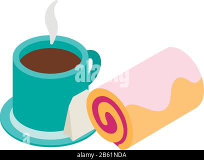 Delicious breakfast icon, isometric style Stock Vector