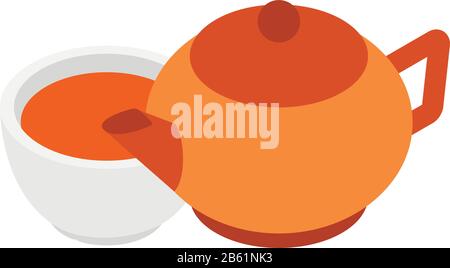 Tea time icon, isometric style Stock Vector