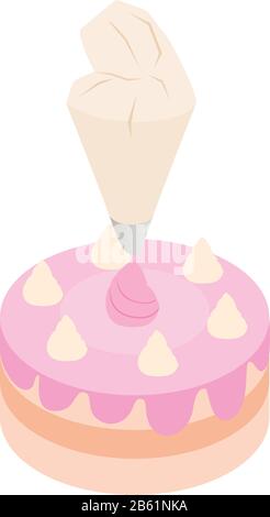 Cake decoration icon, isometric style Stock Vector