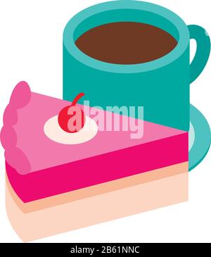 Sweet breakfast icon, isometric style Stock Vector