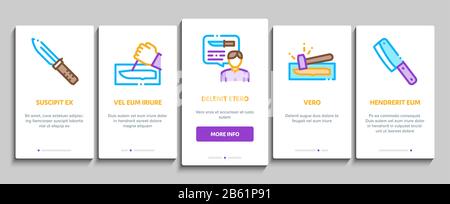 Knife Making Utensil Onboarding Elements Icons Set Vector Stock Vector