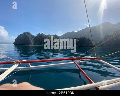 Paraw boat in Coron island in Palawan, Philippines Stock Photo