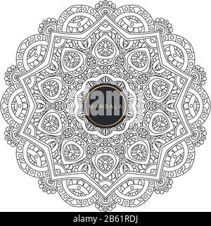 Black and white mandala vector isolated on white. Vector hand drawn circular decorative element. Stock Vector