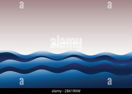 Abstract dark blue wavy sea pattern artwork background. Decorate for ad, poster, artwork, template design. illustration vector eps10 Stock Vector