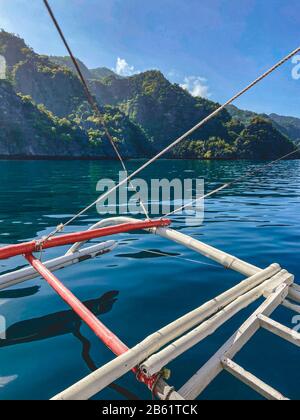 Paraw boat in Coron island in Palawan, Philippines Stock Photo