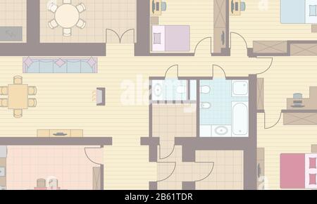 Architectural background. Part of architectural project, architectural plan of a residential building. Colorful vector illustration EPS10 Stock Vector