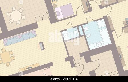 Architectural background. Part of architectural project, architectural plan of a residential building. Colorful vector illustration EPS10 Stock Vector
