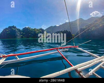 Paraw boat in Coron island in Palawan, Philippines Stock Photo