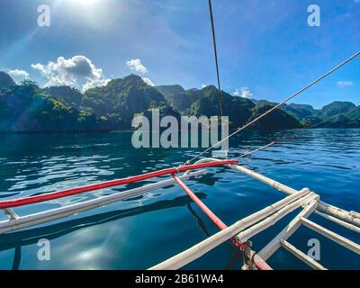 Paraw boat in Coron island in Palawan, Philippines Stock Photo