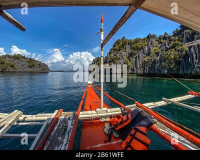 Paraw boat in Coron island in Palawan, Philippines Stock Photo