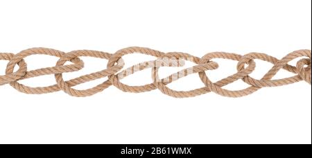 Decorative loops on the rope, close-up on a white background.