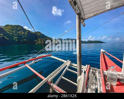 Paraw boat in Coron island in Palawan, Philippines Stock Photo