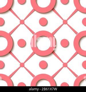 Vector pattern - geometric seamless 3d red pink modern texture background Stock Vector