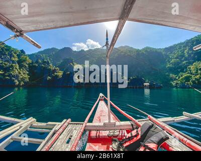 Paraw boat in Coron island in Palawan, Philippines Stock Photo