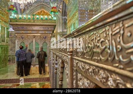 The Shah-Cheragh Sanctuary (Boqeh-ye Shah Cheragh or Boqeh-ye Sayed Mir Ahmad) in the Iranian city of Shiraz, taken on 03.12.2017. It is the burial place of Amir Ahmad (died 835), called 'King of Light' and Mir Muhammad. Both were brother of Imam Reza, who had found refuge in Shiraz before the Abbasid persecution. The double mausoleum is one of the most famous Shiite pilgrimage sites in Iran. | usage worldwide Stock Photo