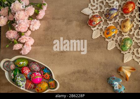 Easter eggs decoration background Stock Photo