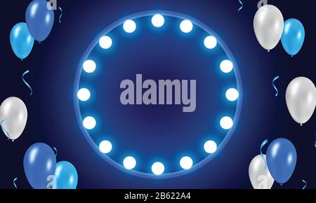 Blue festive background with balloons. Stock Vector