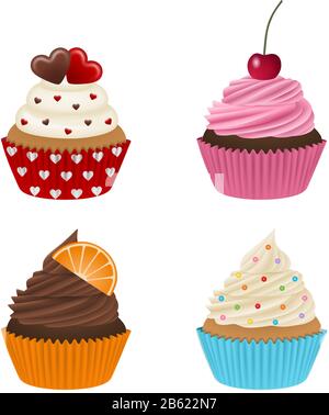 set of cupcakes Stock Vector