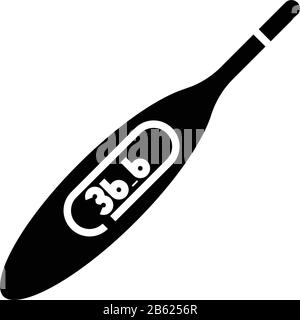 Temperature checking black icon, concept illustration, vector flat symbol, glyph sign. Stock Vector