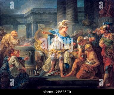Alexander cutting the Gordian Knot' oil on canvas. Jean-Simon ...