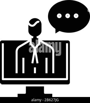 Web message black icon, concept illustration, vector flat symbol, glyph sign. Stock Vector