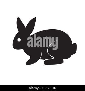 Logo black silhouette of a stylized hare on a white isolated background. Vector image Stock Vector