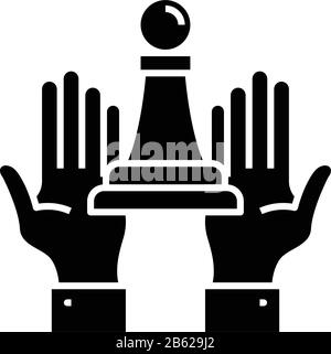 Trump black icon, concept illustration, vector flat symbol, glyph sign. Stock Vector