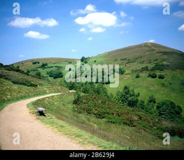 Footpath leading to Worcestershire Beacon, Malvern Hills, Worcestershire. Stock Photo