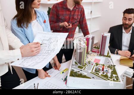 strategy of new business development, close up cropped photo Stock Photo
