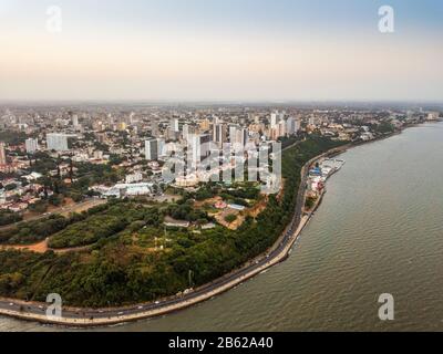 Aerial view of beautiful coast of Maputo, Costa do Sol, capital city of Mozambique Stock Photo