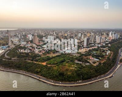 Aerial view of beautiful coast of Maputo, Costa do Sol, capital city of Mozambique Stock Photo