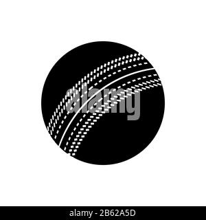 Vector black cricket ball icon. Game equipment. Professional sport, classic ball for official competitions and tournaments. Isolated illustration. Stock Vector