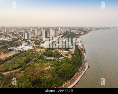 Aerial View Of Beautiful Coast Of Maputo, Costa Do Sol, Capital City Of 