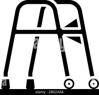 Walking helper black icon, concept illustration, vector flat symbol, glyph sign. Stock Vector