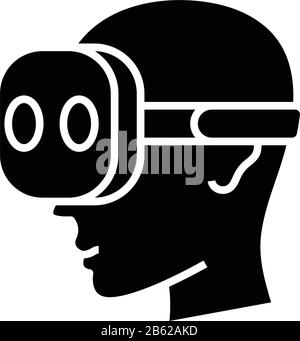 Virtual reality black icon, concept illustration, vector flat symbol, glyph sign. Stock Vector