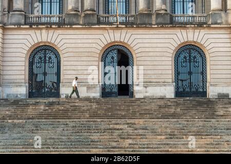 Maputo, Mozambique - May 22, 2019: A guard in front of Maputo City Hall on Independence Square Stock Photo
