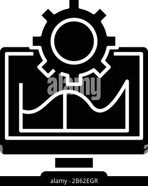 Technical graph black icon, concept illustration, vector flat symbol, glyph sign. Stock Vector
