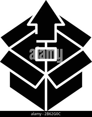 Unpacking black icon, concept illustration, vector flat symbol, glyph sign. Stock Vector