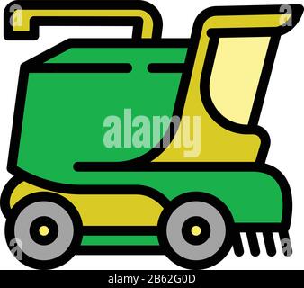 Harvester machine icon. Outline harvester machine vector icon for web design isolated on white background Stock Vector
