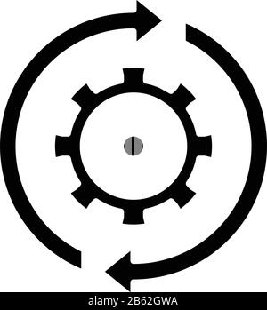 Update settings black icon, concept illustration, vector flat symbol, glyph sign. Stock Vector
